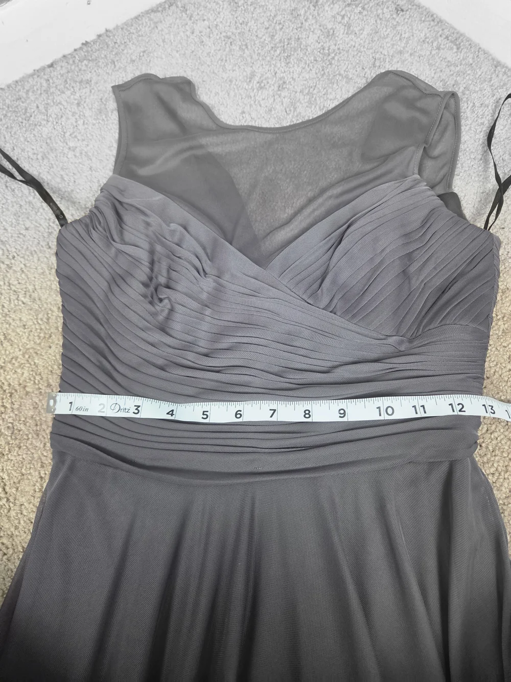 ALFRED SUNG Charcoal Maxi Dress with Ruched Crossover Bodice - Picture 9 of 9